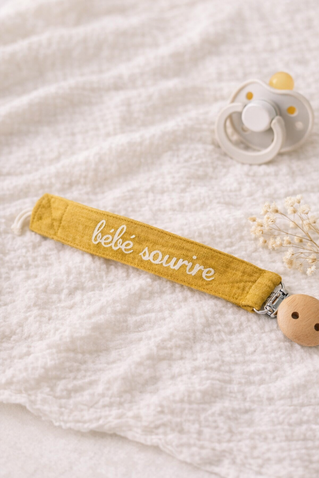 Attache tétine personnalisable "Bébé sourire"