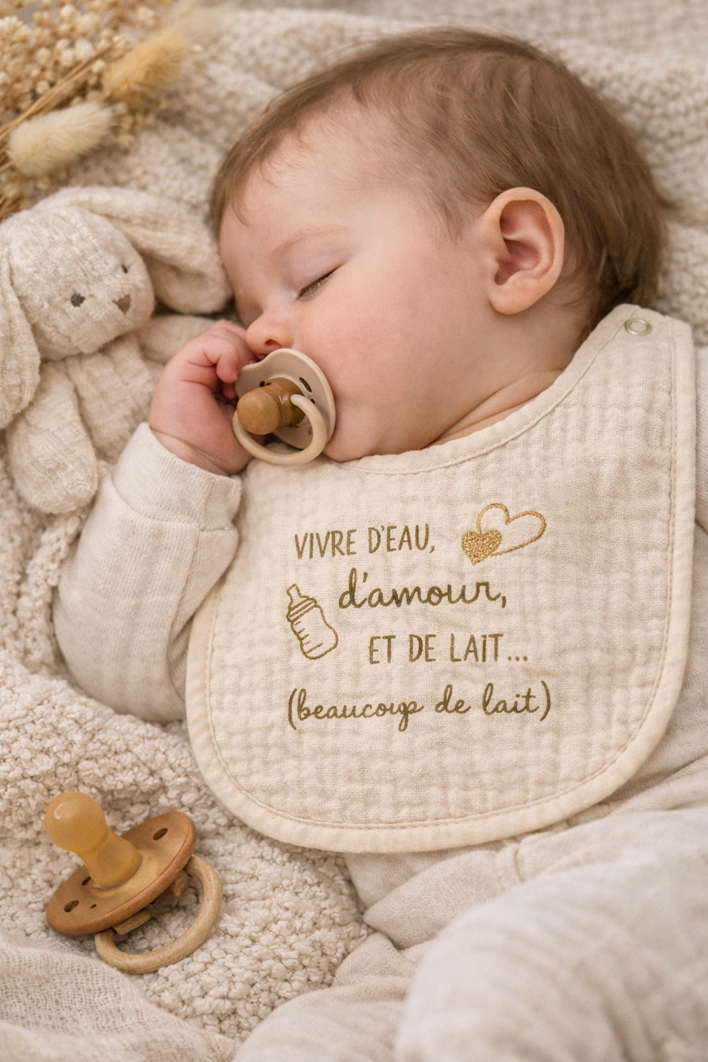 Bavoir Bébé "Vivre d’eau, d’amour et de lait…"