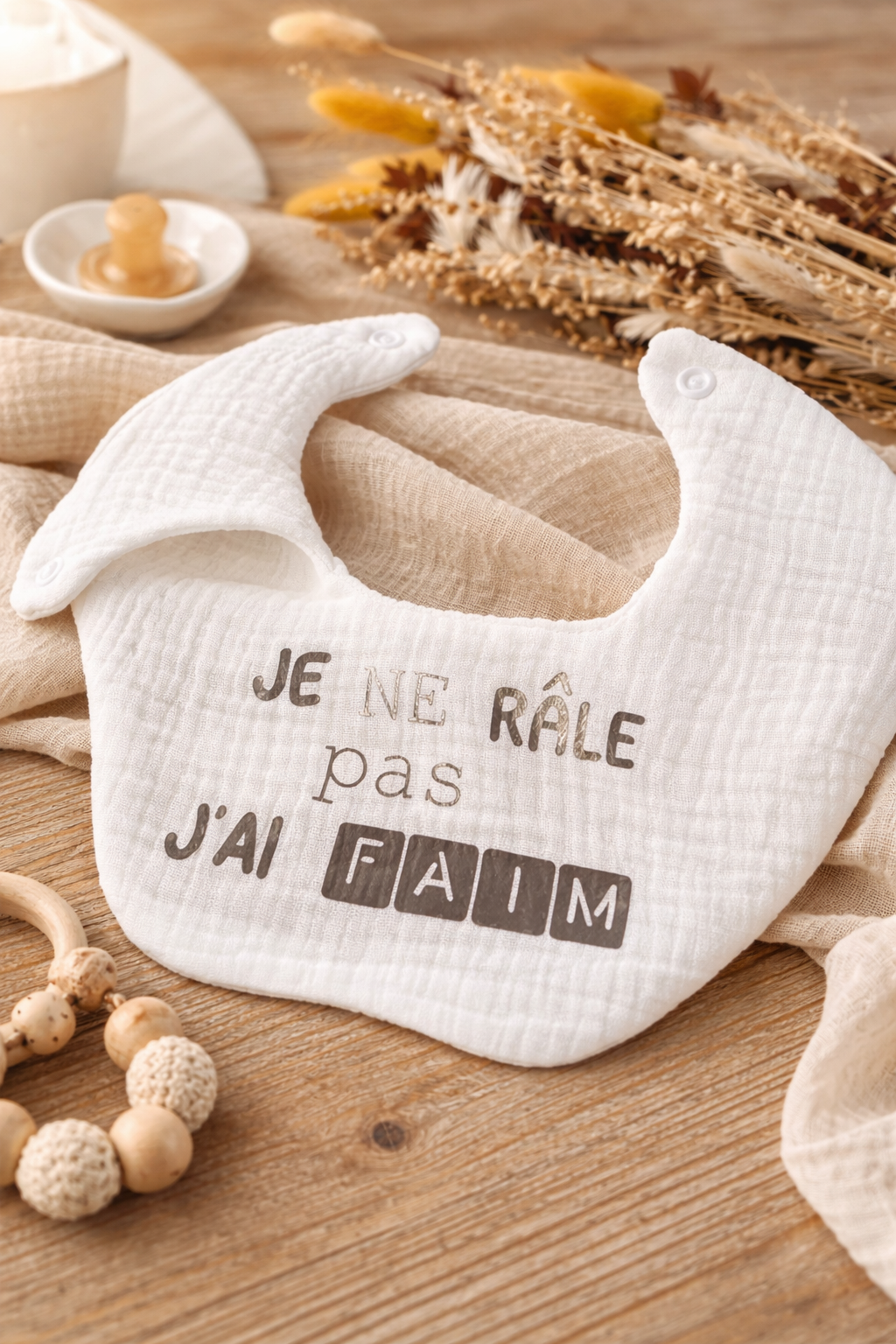 Bavoir bébé humour – Je ne râle pas, j’ai faim