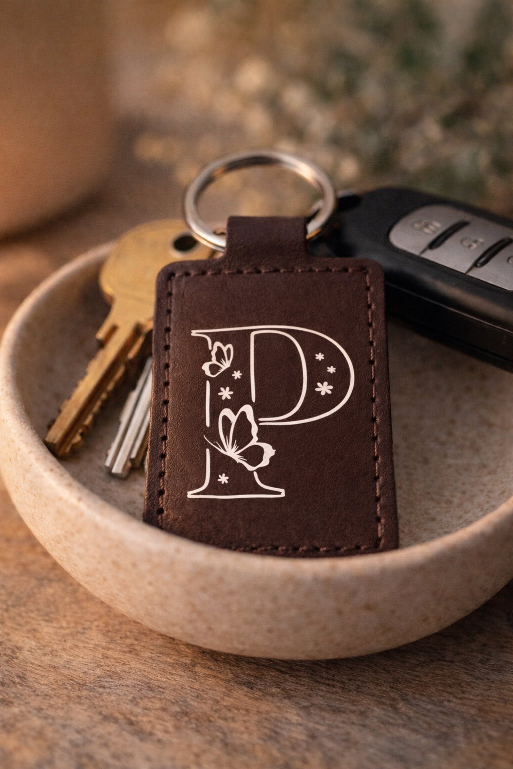 Porte-clés personnalisable "Initiale Papillons"
