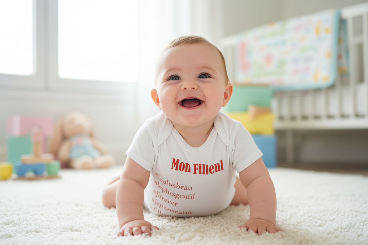 Body évolutif bébé personnalisable – Mon filleul / Ma filleule / Parrain / Marraine