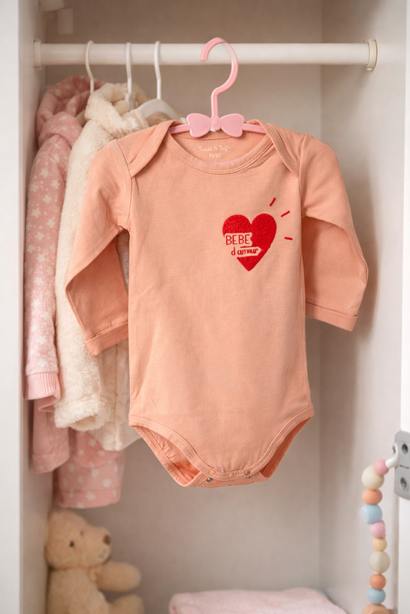 body personnalisable bébé d'amour coeur velour