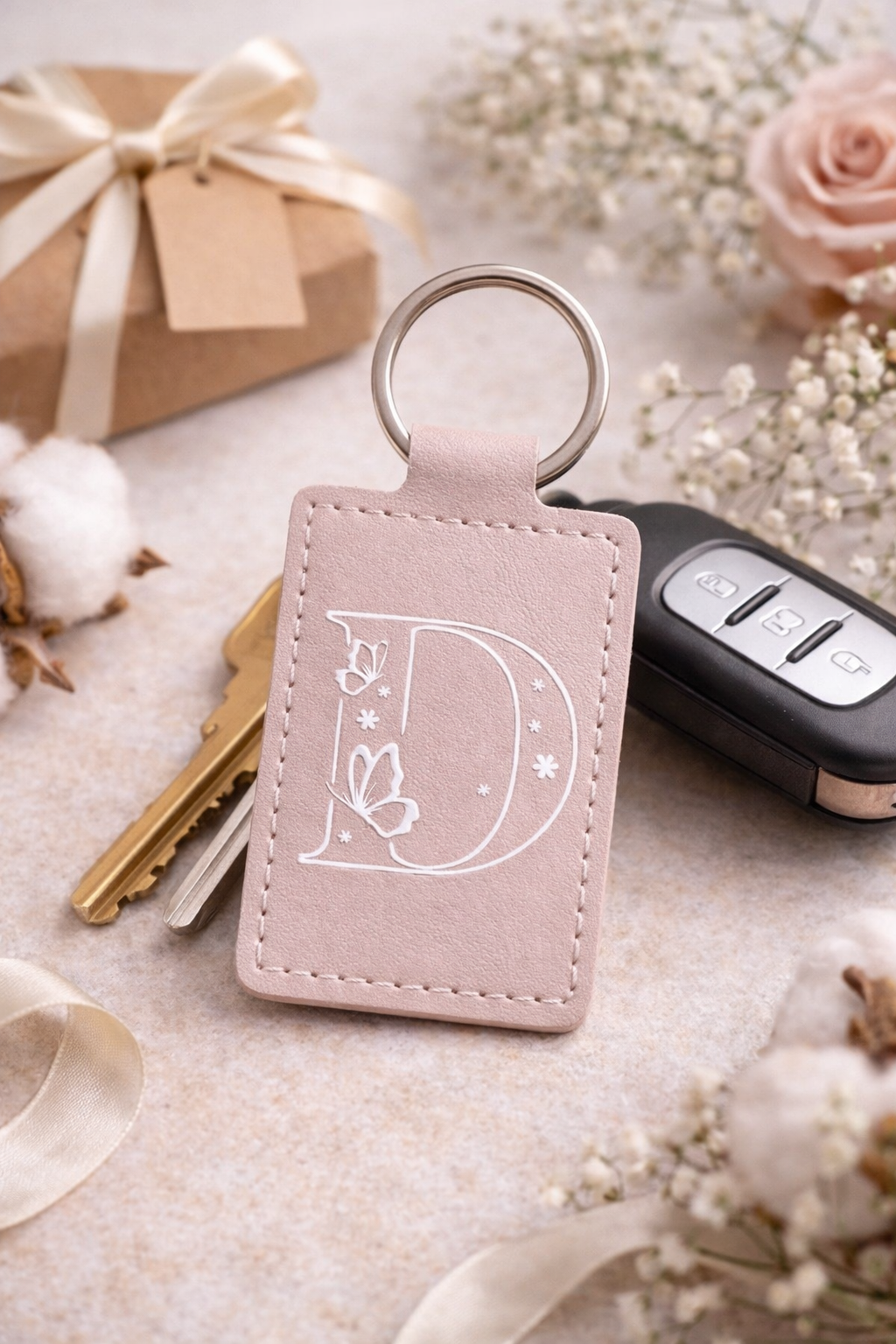 Porte-clés personnalisable "Initiale Papillons"