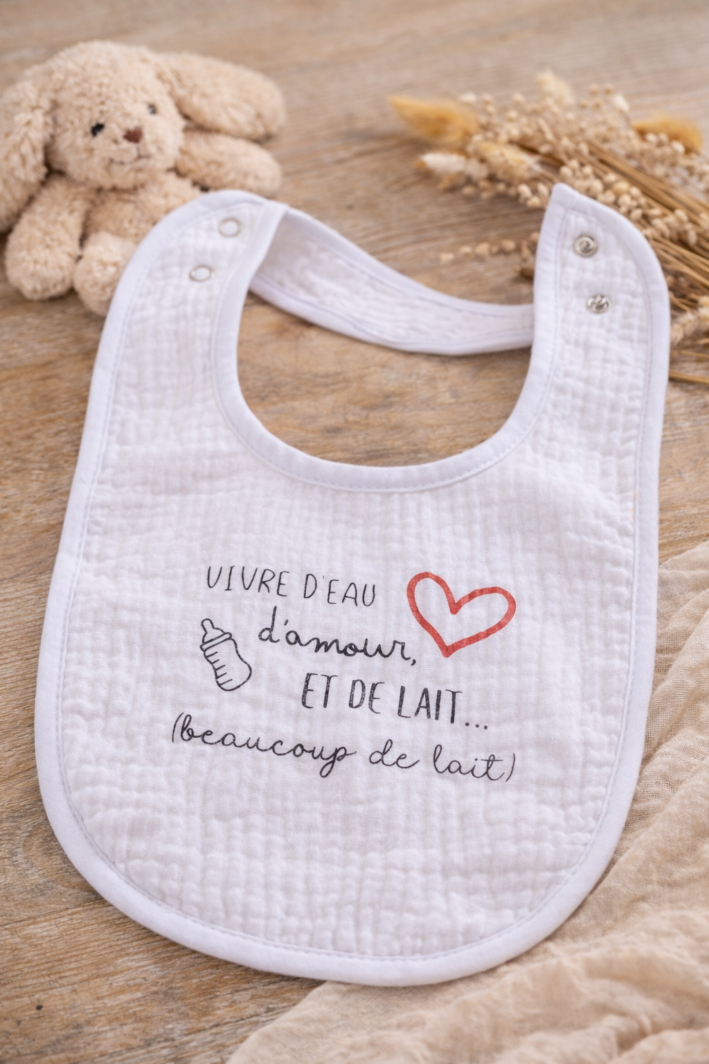 Bavoir Bébé "Vivre d’eau, d’amour et de lait…"