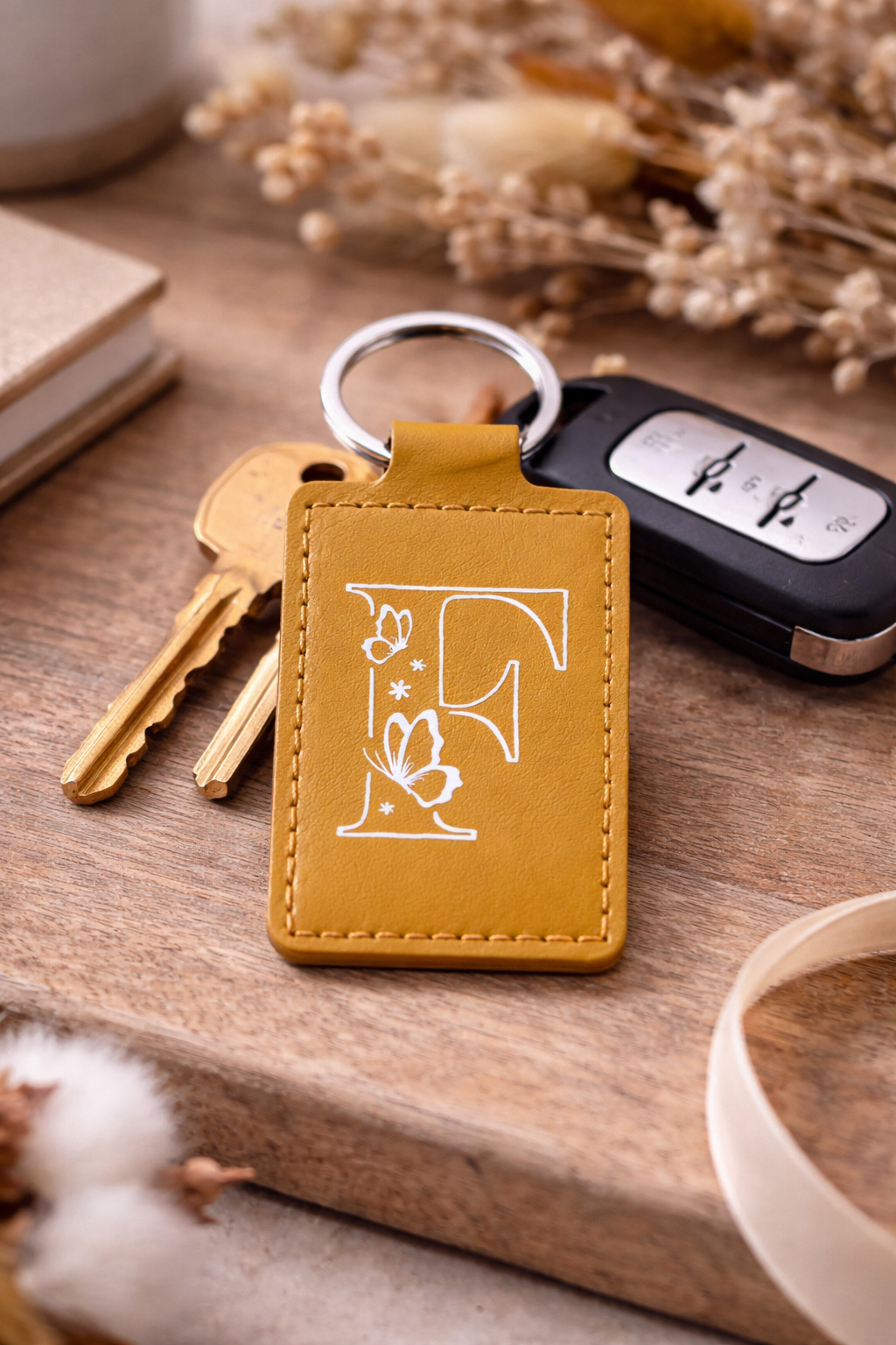Porte-clés personnalisable "Initiale Papillons"