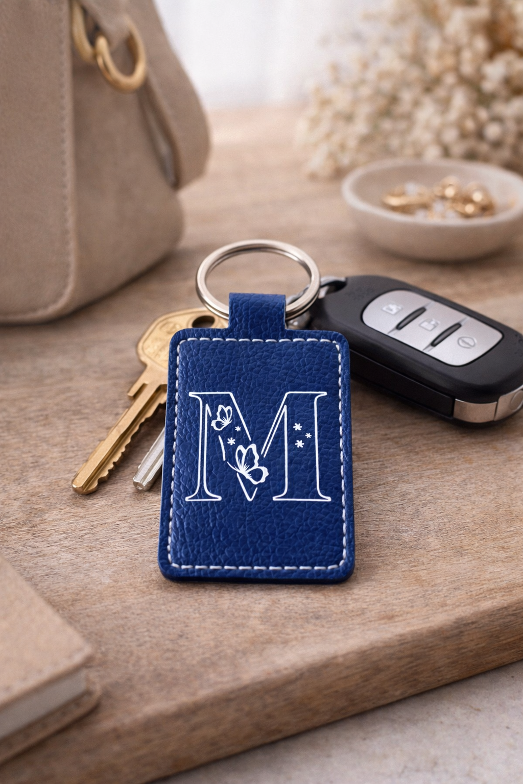 Porte-clés personnalisable "Initiale Papillons"
