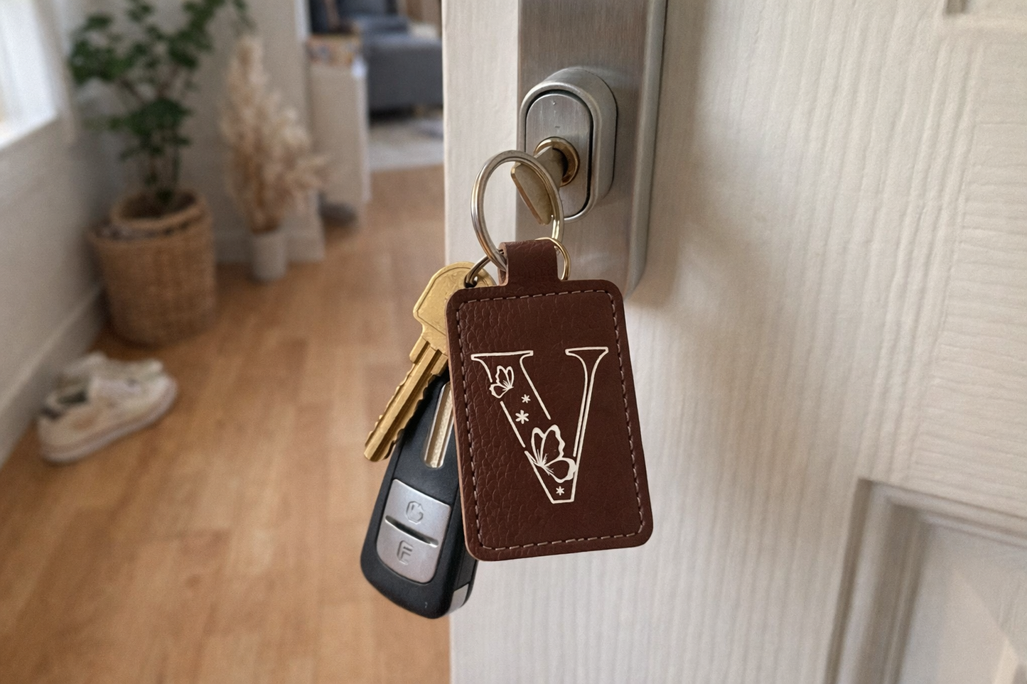 Porte-clés personnalisable "Initiale Papillons"