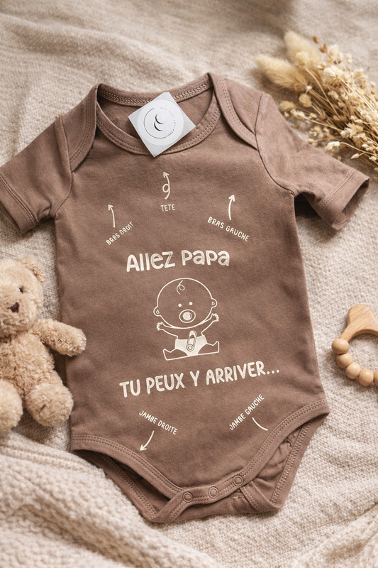Body Bébé "Allez Papa Tu Peux Y Arriver" – Cadeau Naissance Humour Pap
