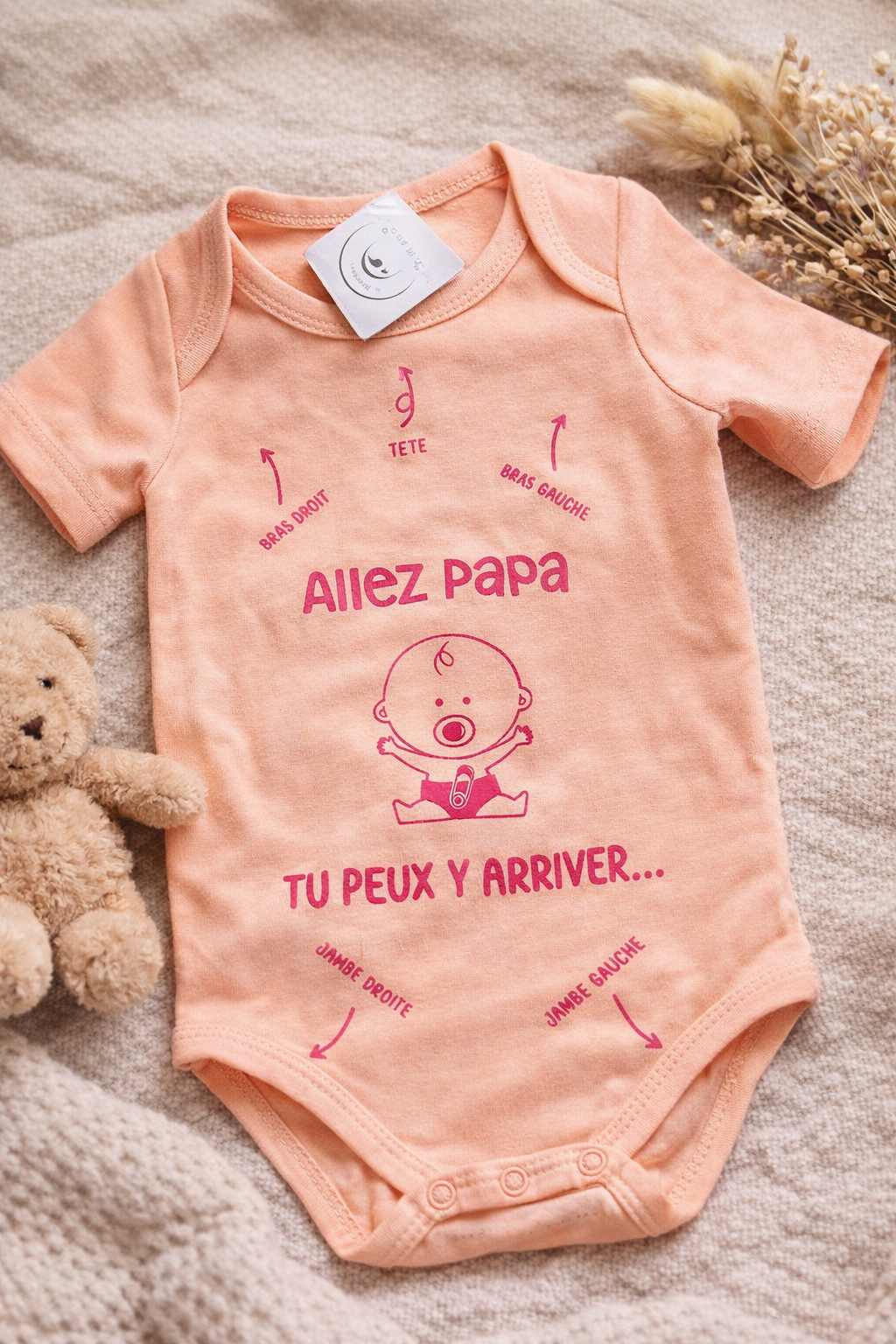 Body Bébé "Allez Papa Tu Peux Y Arriver" – Cadeau Naissance Humour Pap