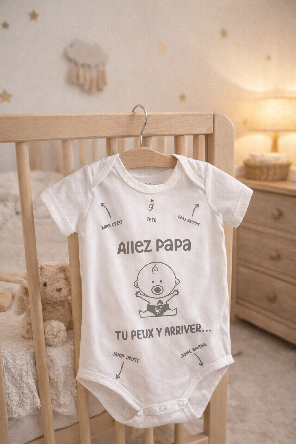 Body Bébé "Allez Papa Tu Peux Y Arriver" – Cadeau Naissance Humour Pap