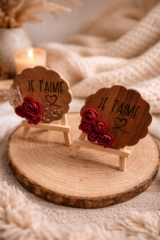 Décoration en bois “Je t’aime” – Cadeau romantique