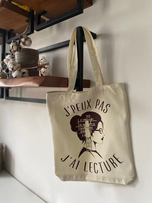 Tote Bag Personnalisé - J'peux pas, j'ai lecture