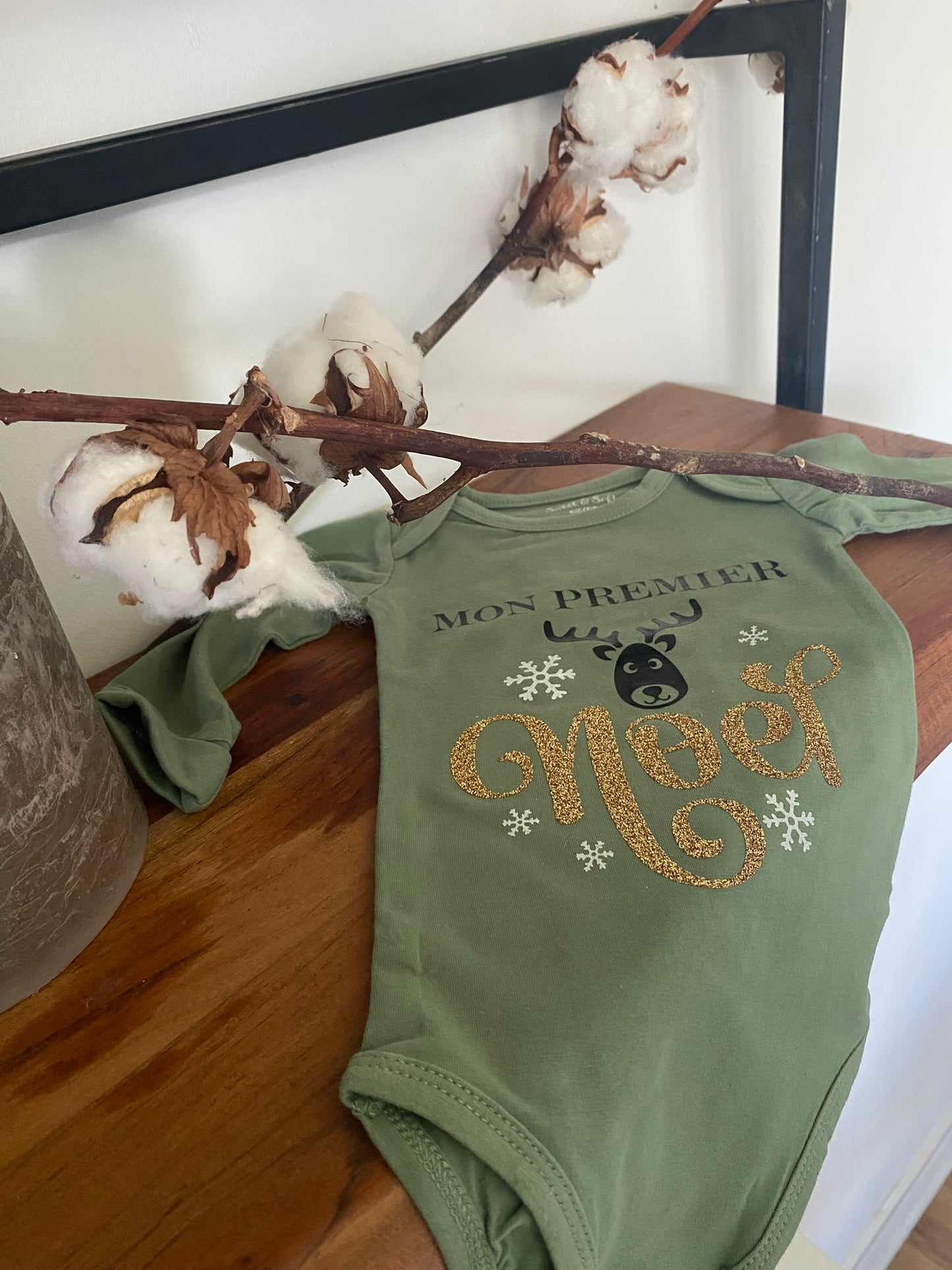 Body bébé personnalisé “Mon 1er Noël - Grand Renne"