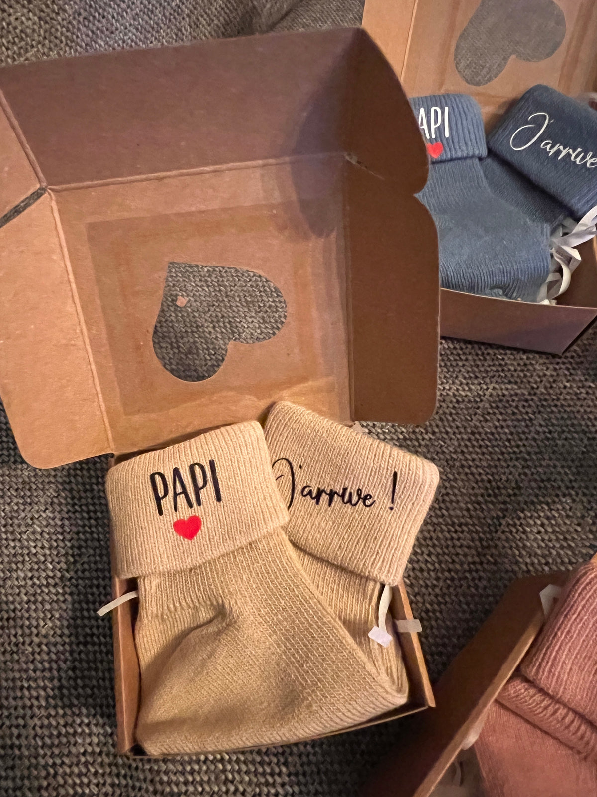 Chaussettes beiges Papi et J’arrive