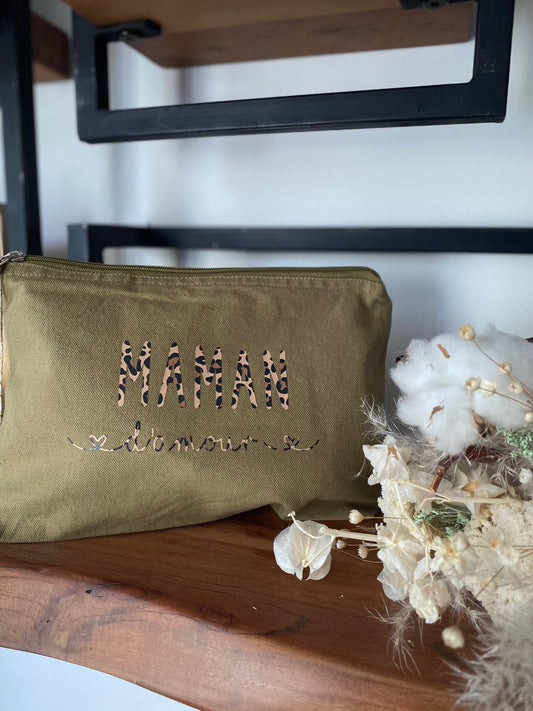 Pochette personnalisée - Maman d'amour - édition léopard