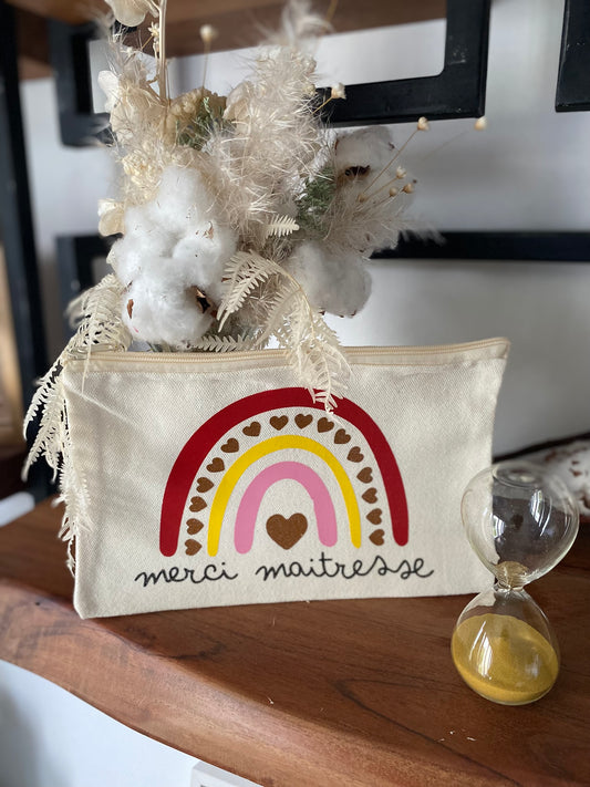 Pochette personnalisée - Merci Maitresse - Arc en ciel