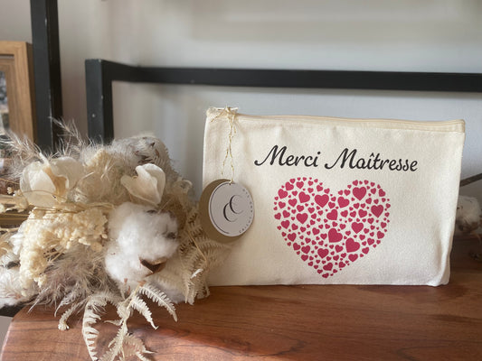 Pochette personnalisée - Merci Maitresse - Modèle coeur