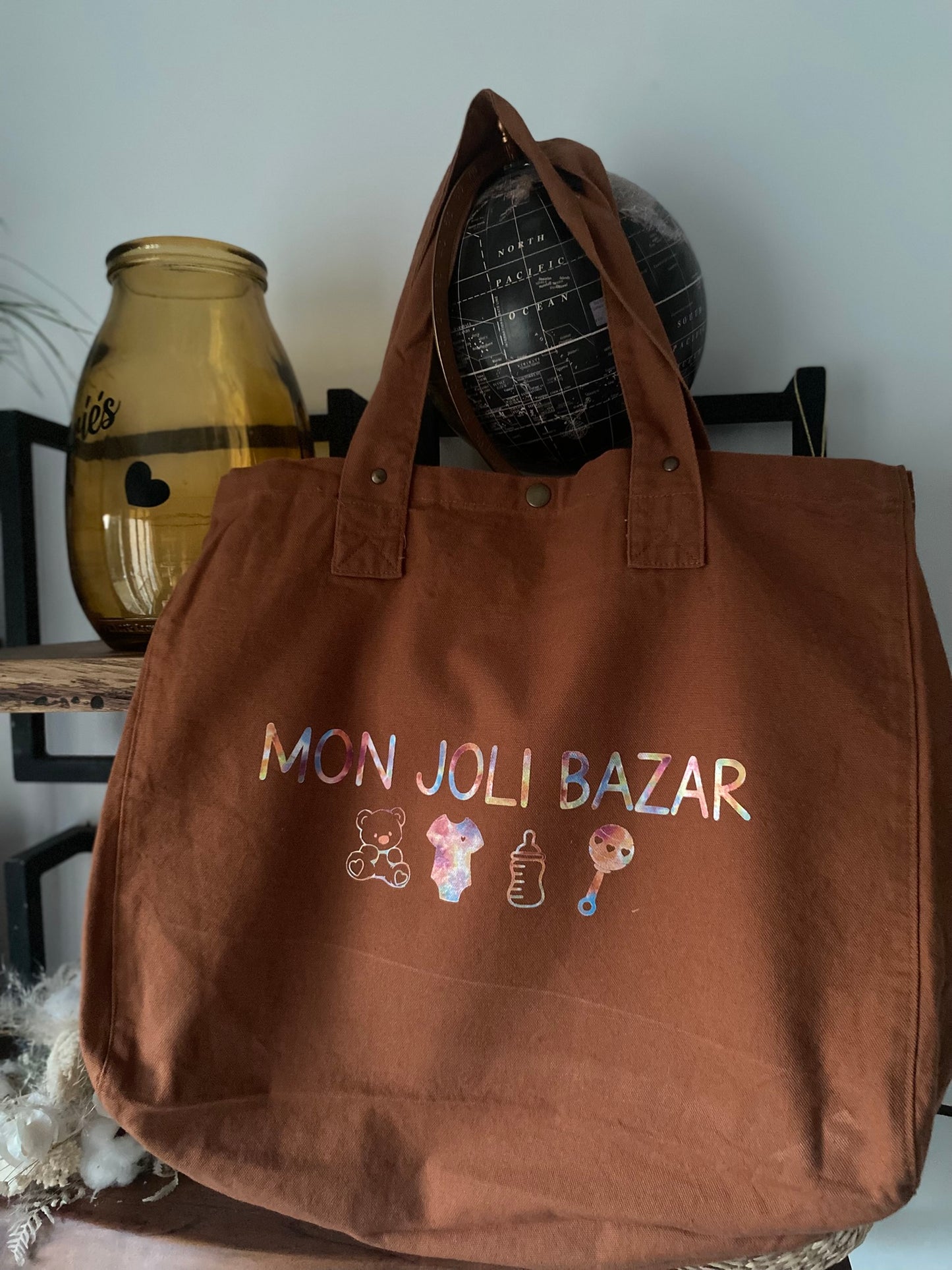 Sac personnalisable "Mon Joli Bazar" - symboles bébé