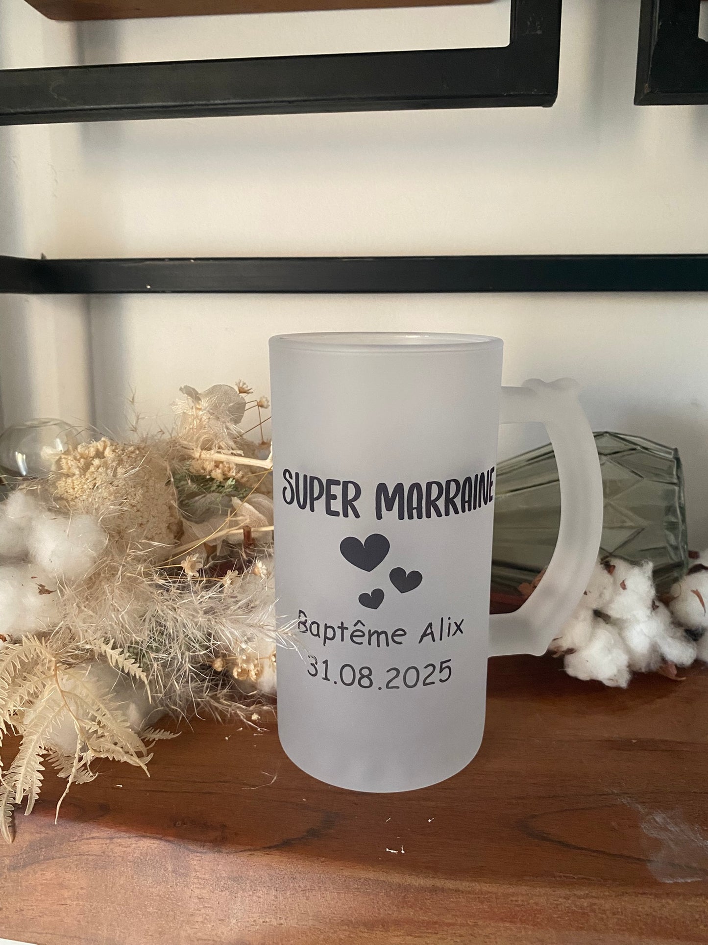 Chope à Bière Personnalisable "parrain/marraine"