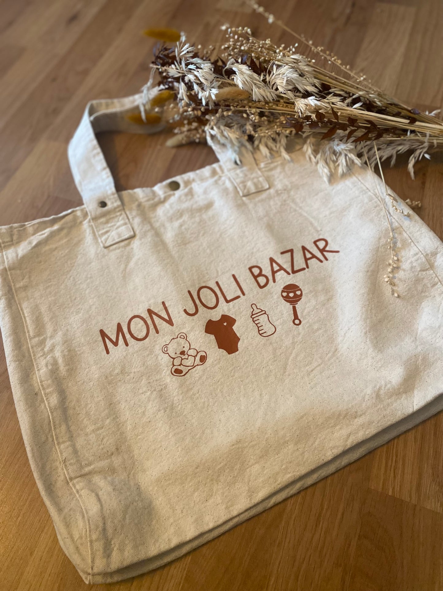 Sac personnalisable "Mon Joli Bazar" - symboles bébé