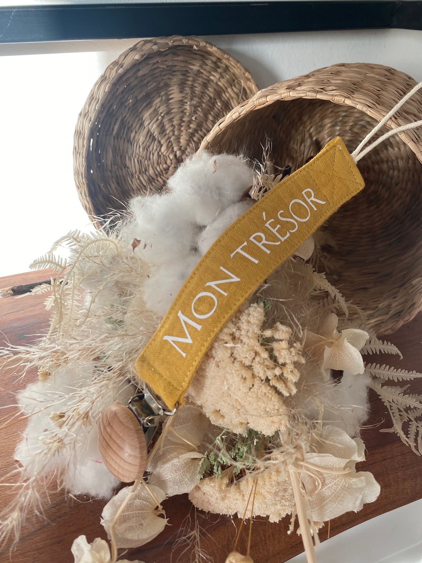 Attache tétine personnalisable "mon trésor"