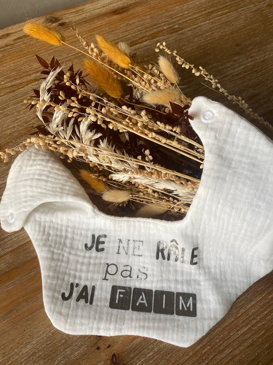 Bavoir personnalisable "Je ne râle pas - j'ai faim"
