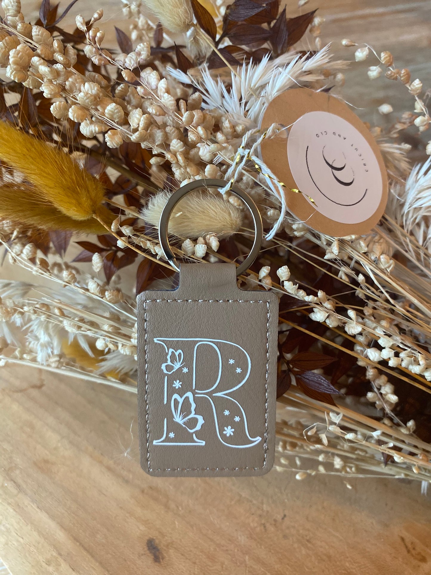 Porte-clés personnalisable "Initiale Papillons"