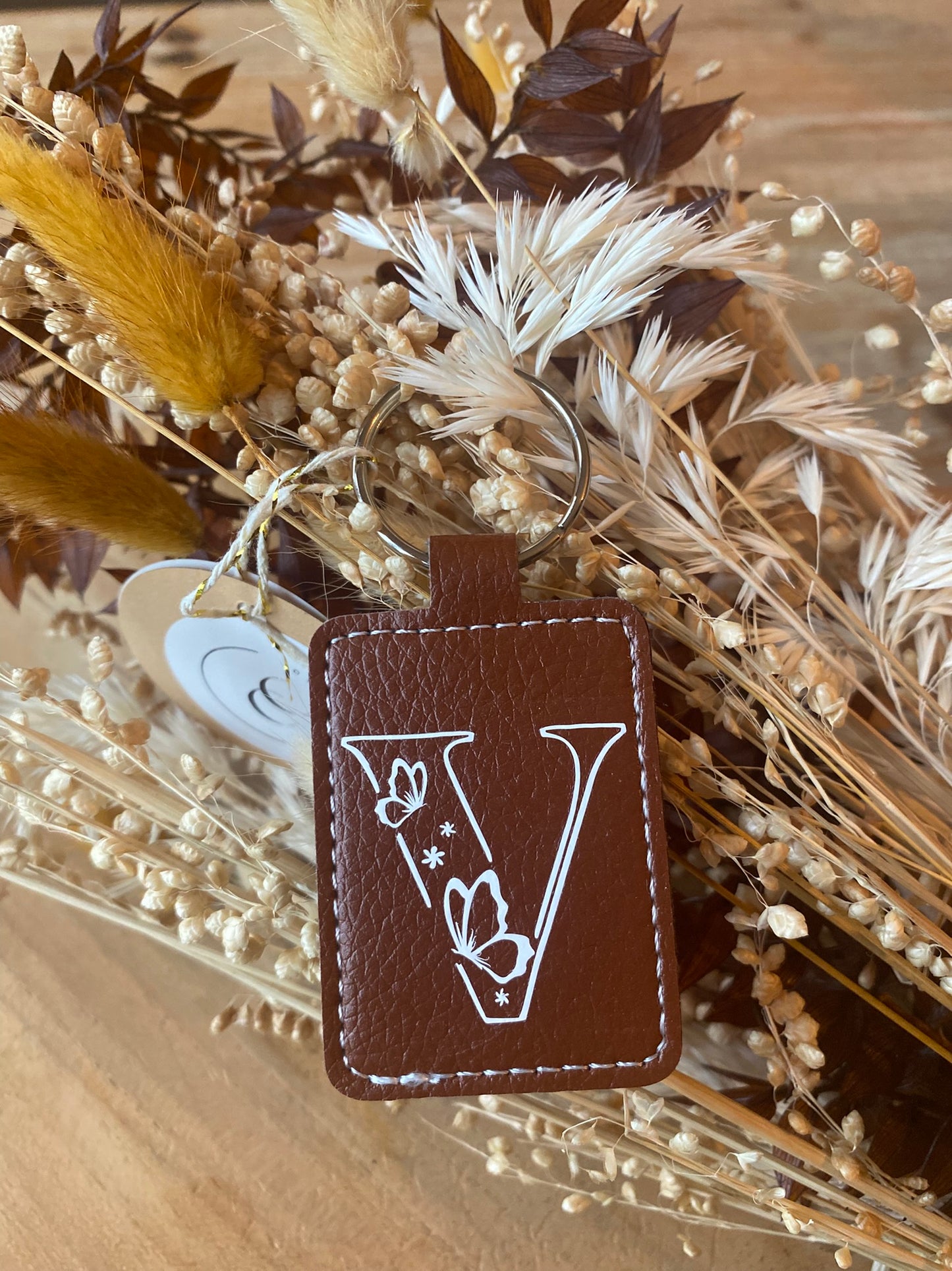 Porte-clés personnalisable "Initiale Papillons"