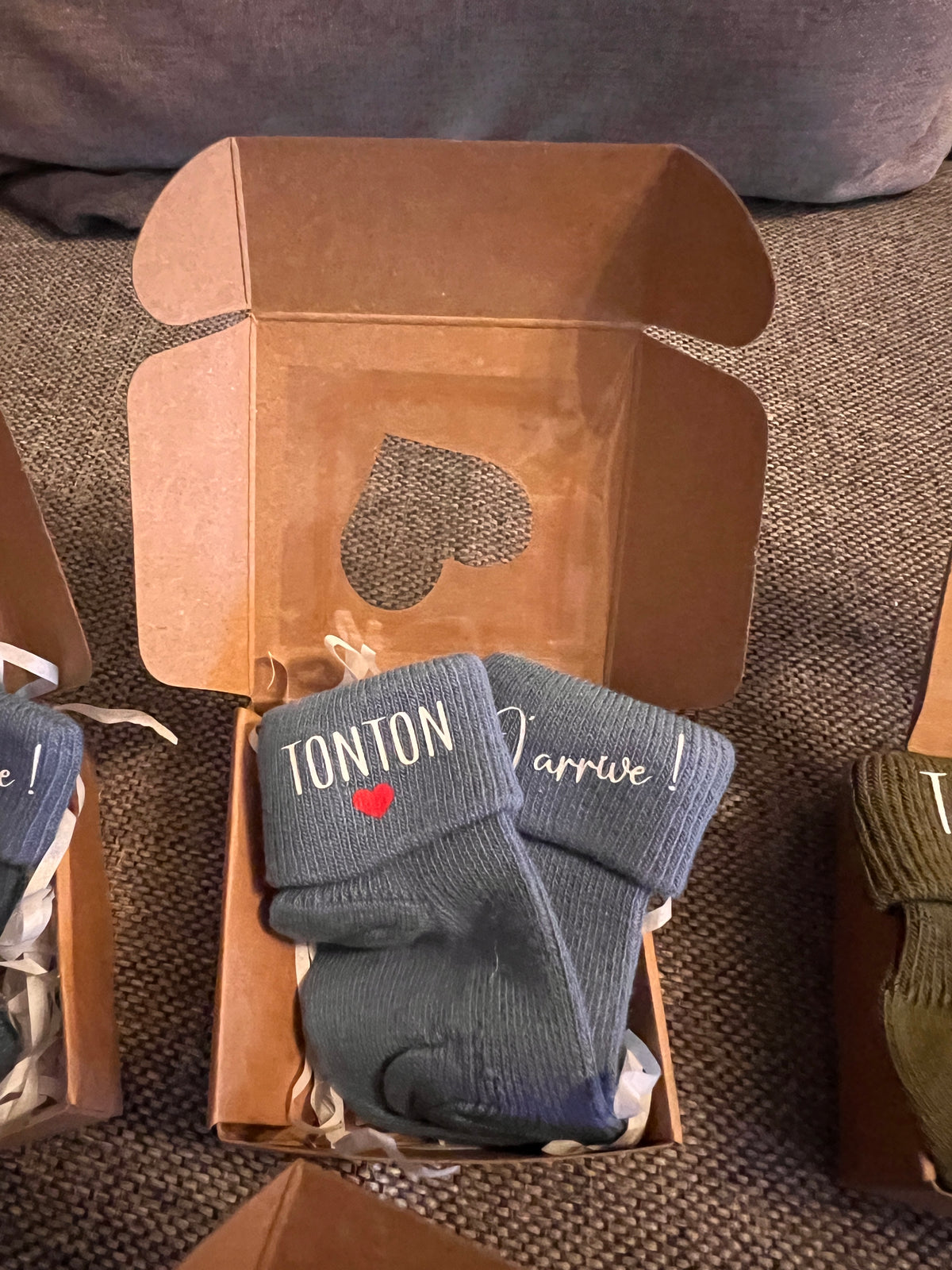 Chaussettes bleues Tonton et J’arrive