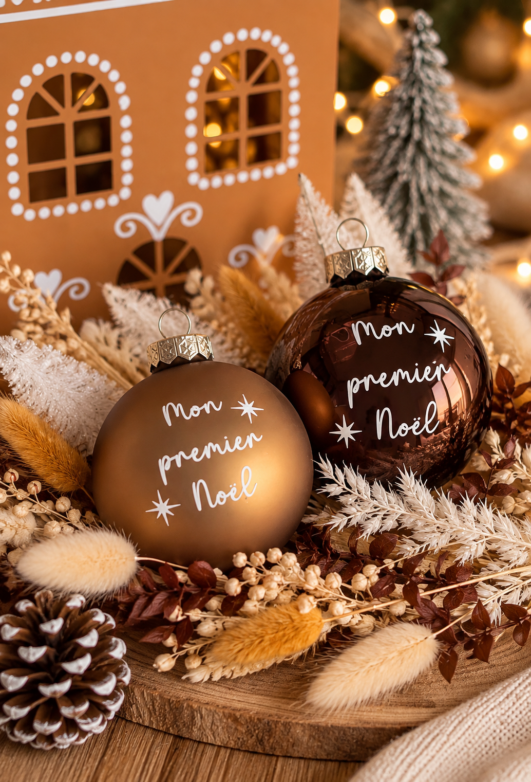 Boules Mon premier Noël personnalisées en verre 8 cm