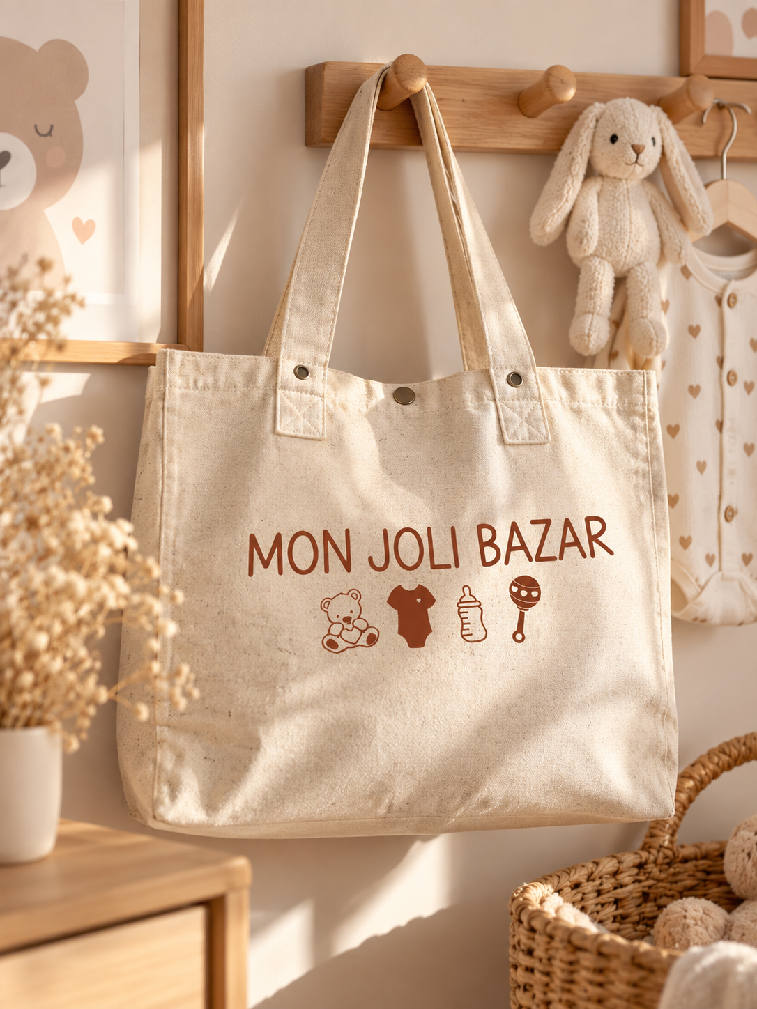Sac Mon joli bazar suspendu dans une chambre de bébé